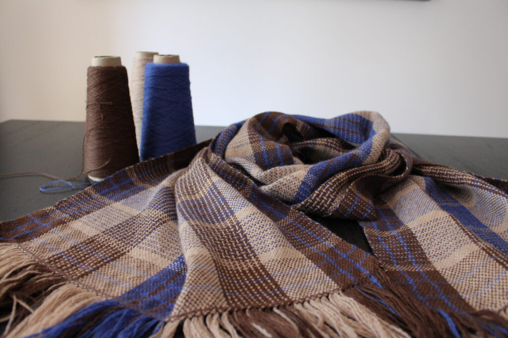 weaving two fall scarves with gather textiles